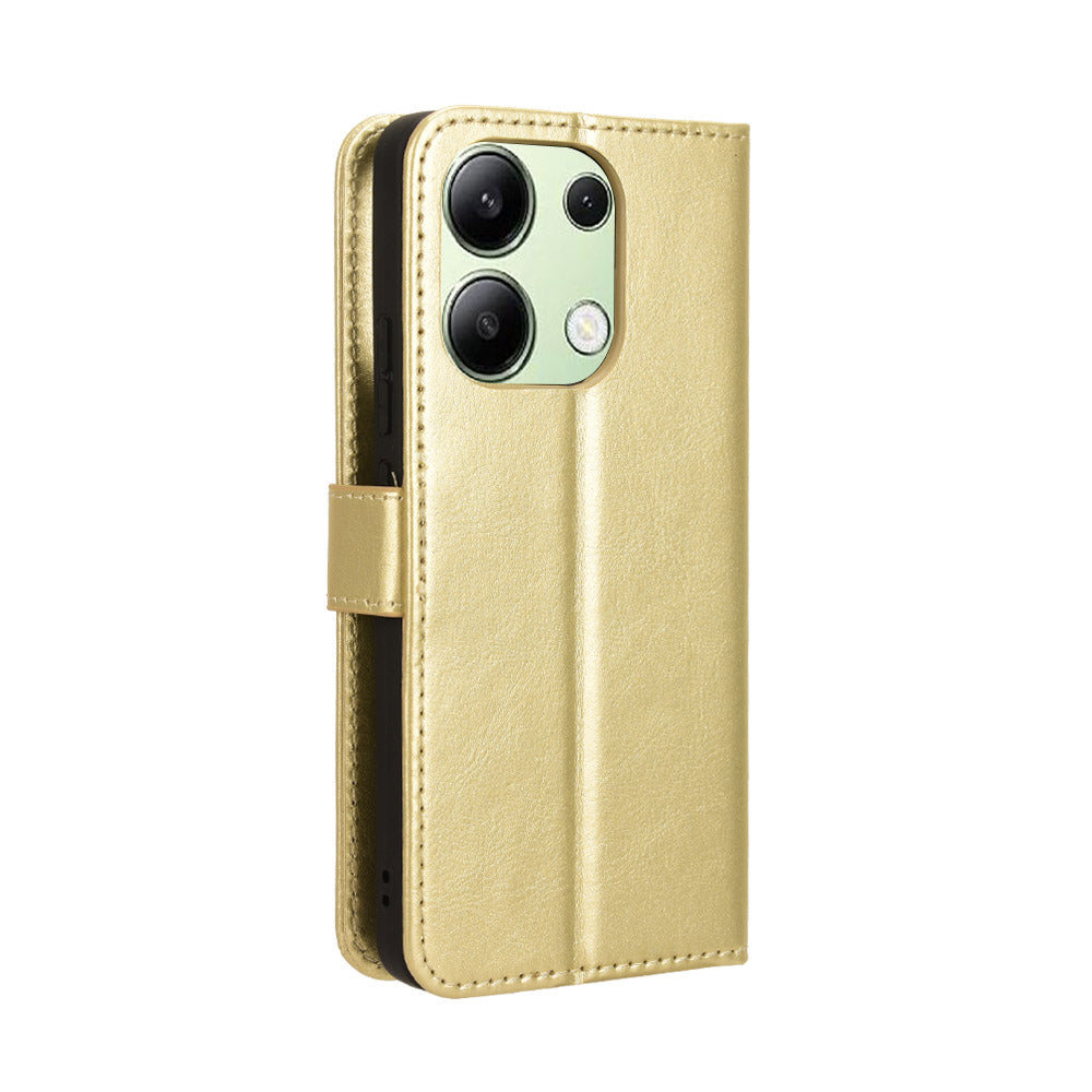For Xiaomi Redmi Note 13 4G Wallet Leather Phone Case Crazy Horse Texture - Gold