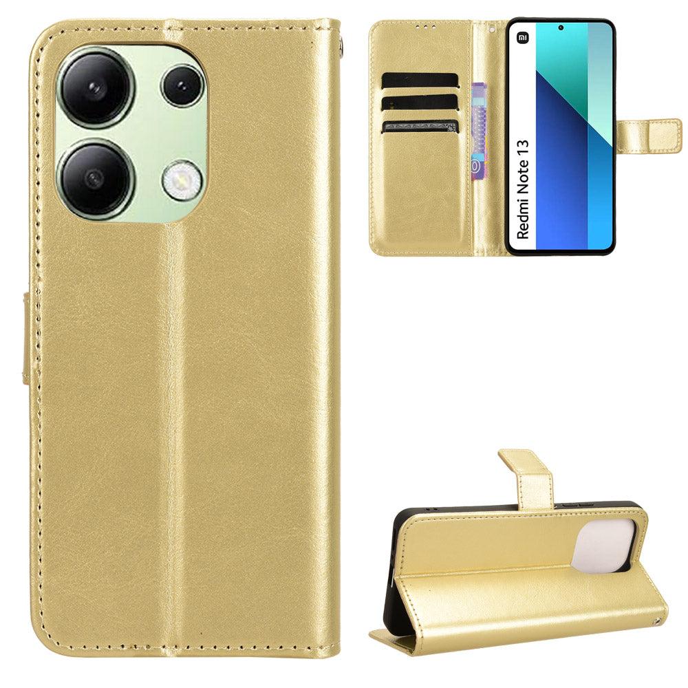 For Xiaomi Redmi Note 13 4G Wallet Leather Phone Case Crazy Horse Texture - Gold