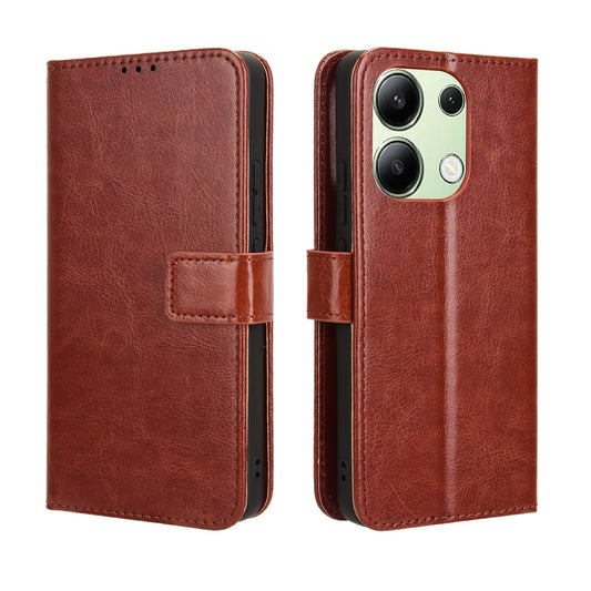 For Xiaomi Redmi Note 13 4G Wallet Leather Phone Case Crazy Horse Texture - Brown