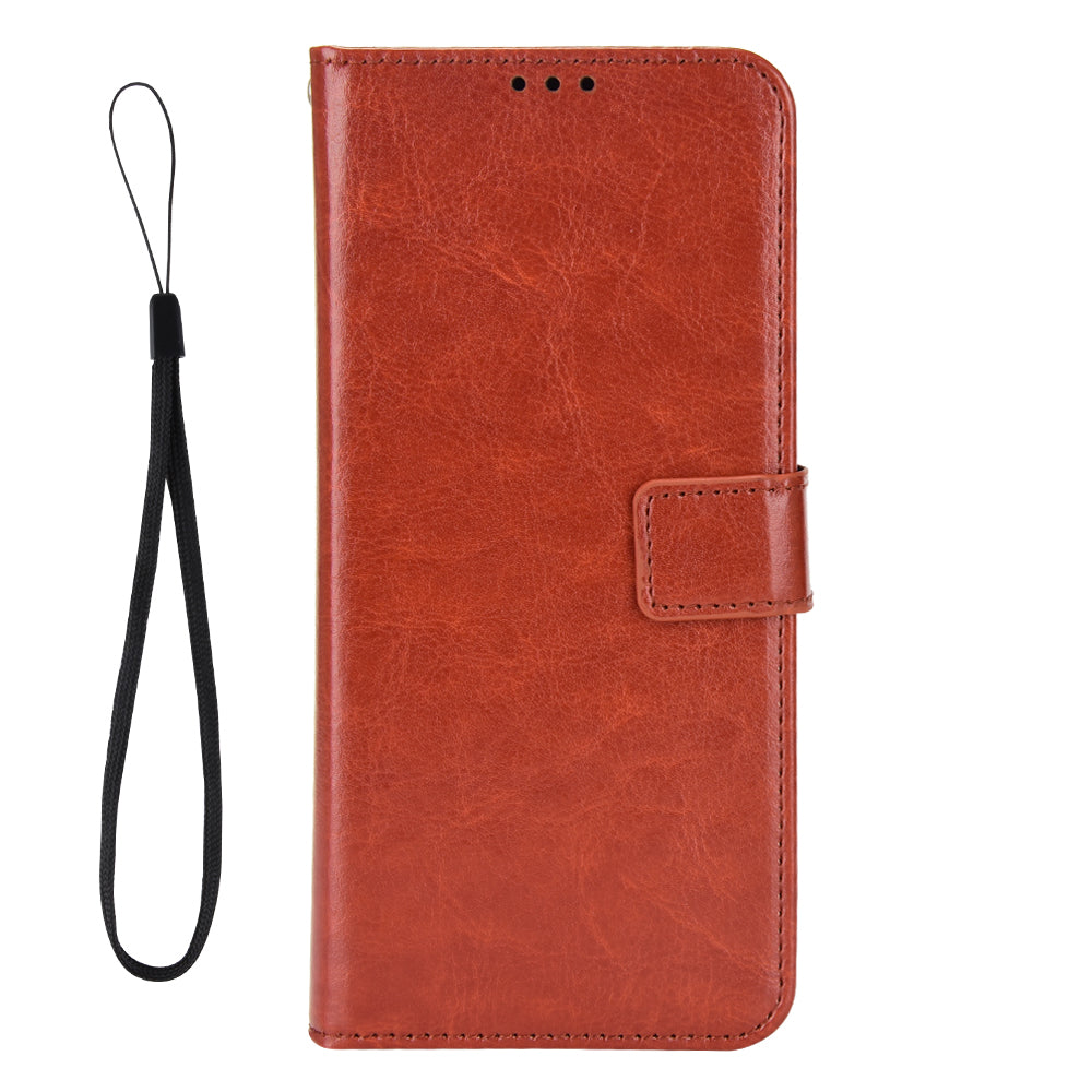 For Xiaomi Redmi Note 13 4G Wallet Leather Phone Case Crazy Horse Texture - Brown
