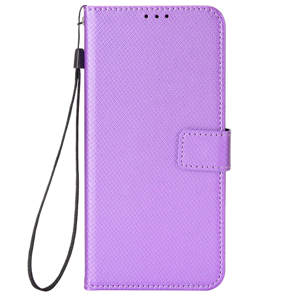 For Xiaomi Redmi Note 13 4G Wallet Phone Case Diamond Texture PU Leather Cover - Purple