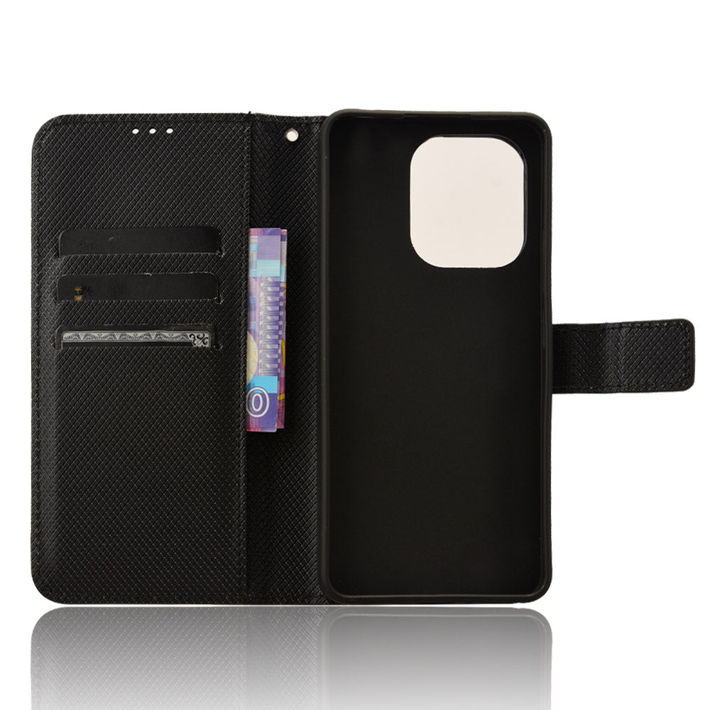 For Xiaomi Redmi Note 13 4G Wallet Phone Case Diamond Texture PU Leather Cover - Black