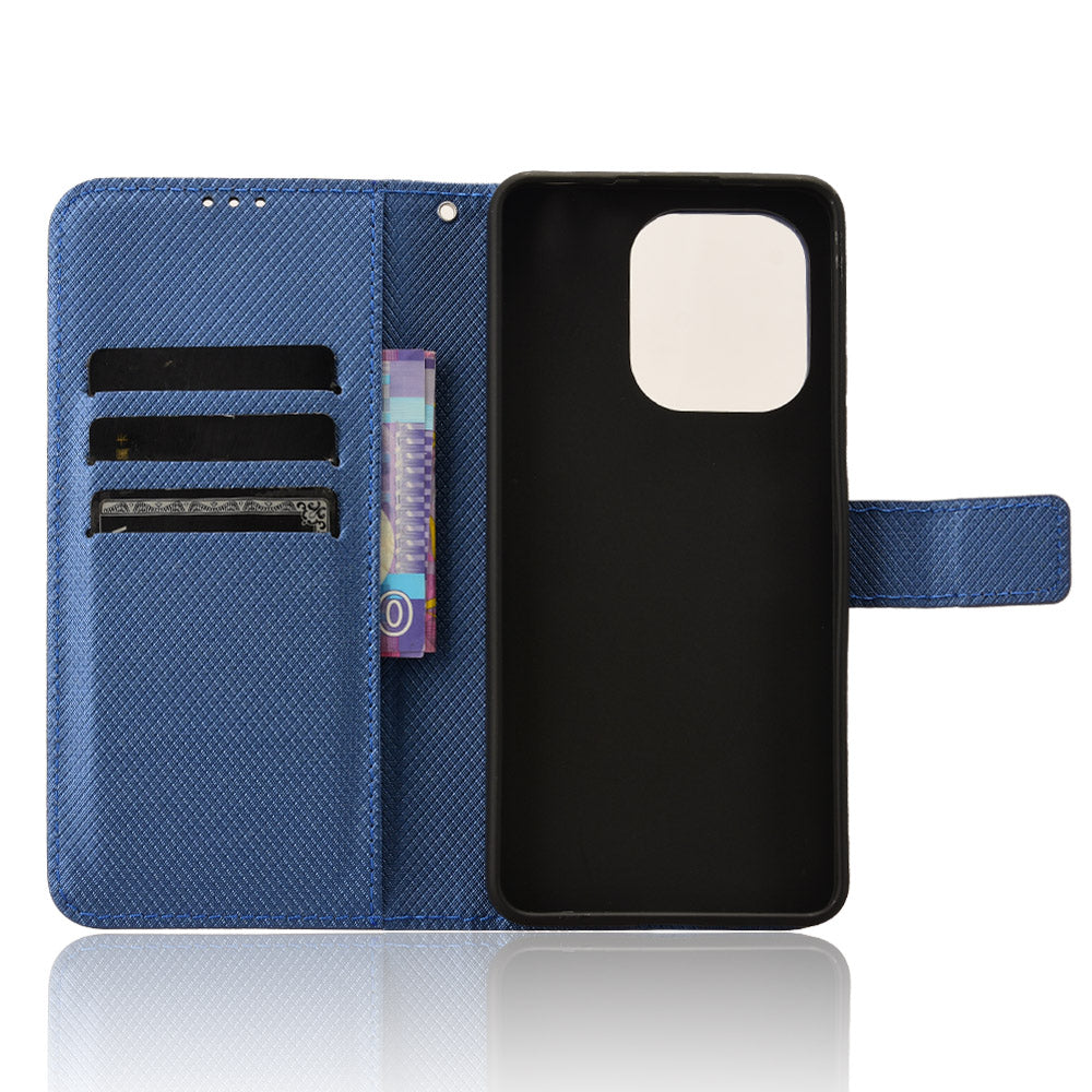 For Xiaomi Redmi Note 13 4G Wallet Phone Case Diamond Texture PU Leather Cover - Blue