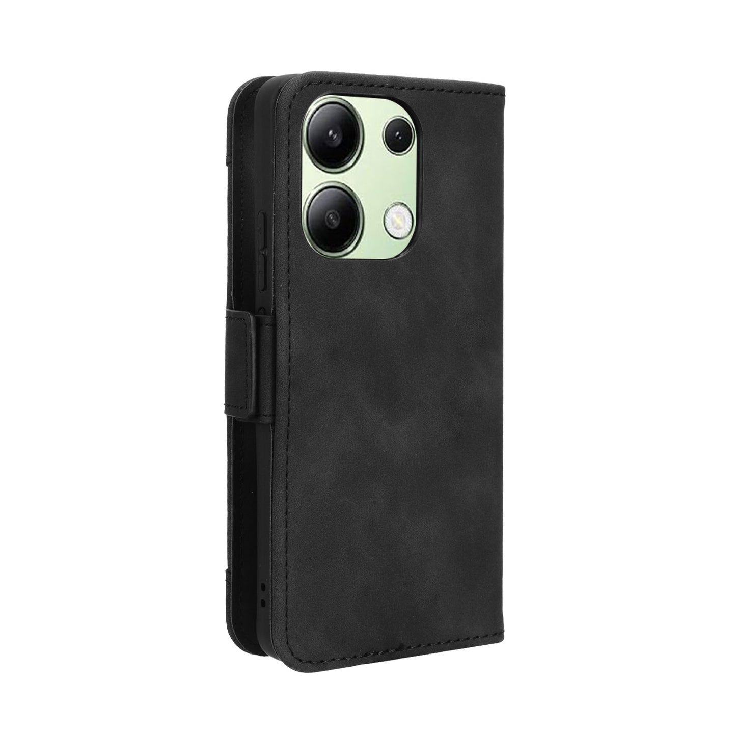 For Xiaomi Redmi Note 13 4G Leather Case Phone Cover with Multi Card Slots - Black