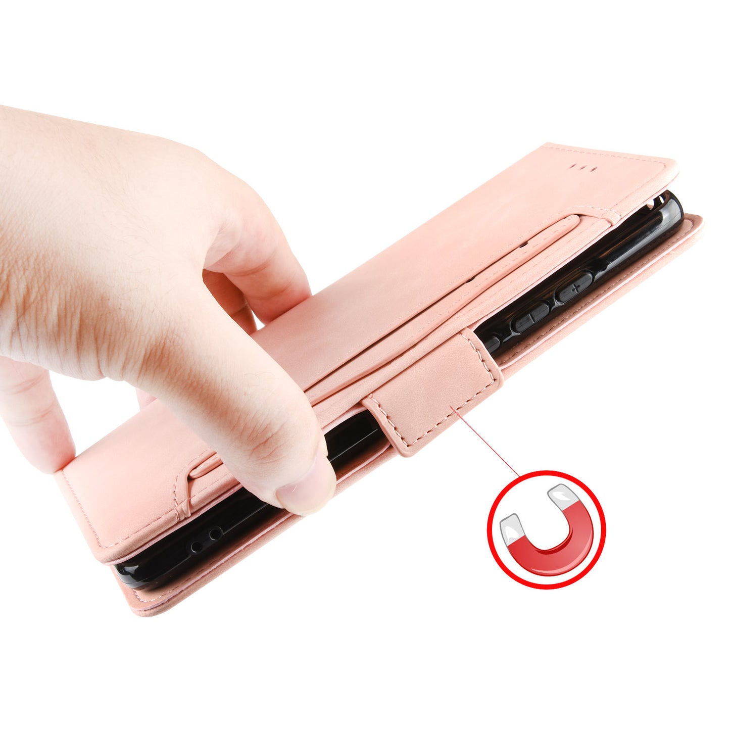For Xiaomi Redmi Note 13 4G Leather Case Phone Cover with Multi Card Slots - Pink