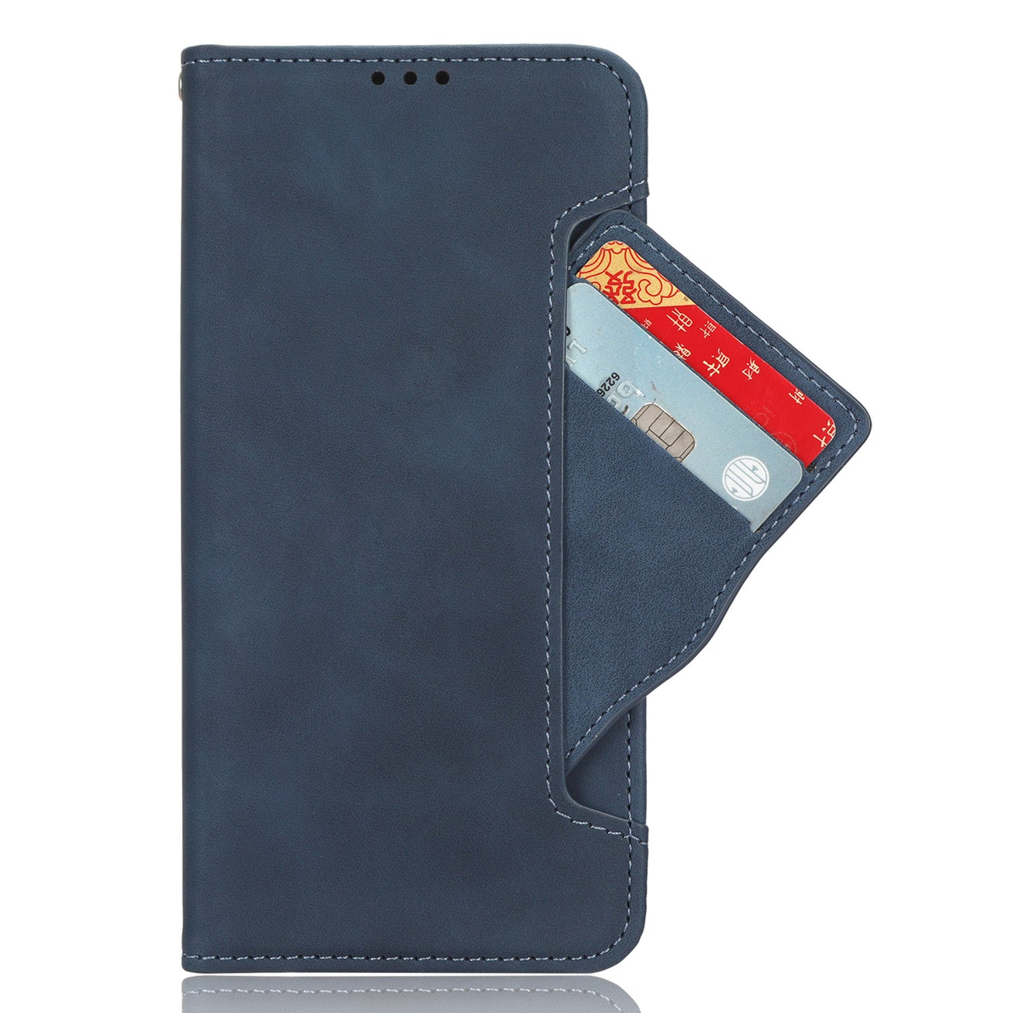 For Xiaomi Redmi Note 13 4G Leather Case Phone Cover with Multi Card Slots - Blue