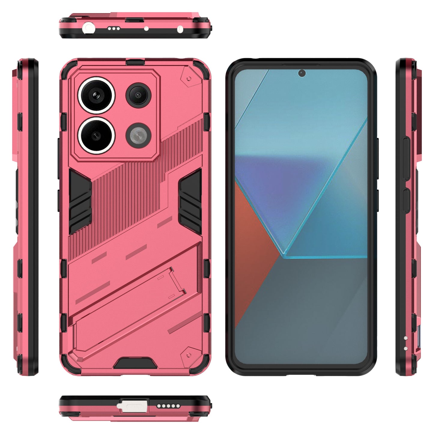 For Xiaomi Redmi Note 13 Pro 5G / Poco X6 5G Kickstand Case TPU + PC Phone Back Cover - Rose