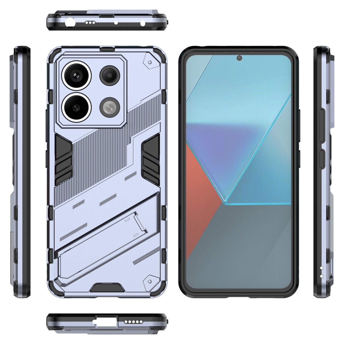 For Xiaomi Redmi Note 13 Pro 5G / Poco X6 5G Kickstand Case TPU + PC Phone Back Cover - Dark Blue