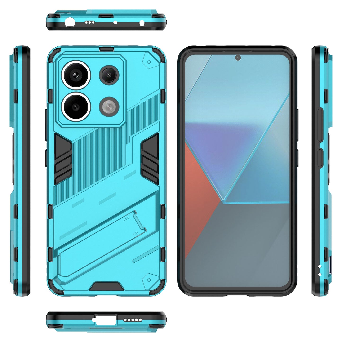For Xiaomi Redmi Note 13 Pro 5G / Poco X6 5G Kickstand Case TPU + PC Phone Back Cover - Baby Blue