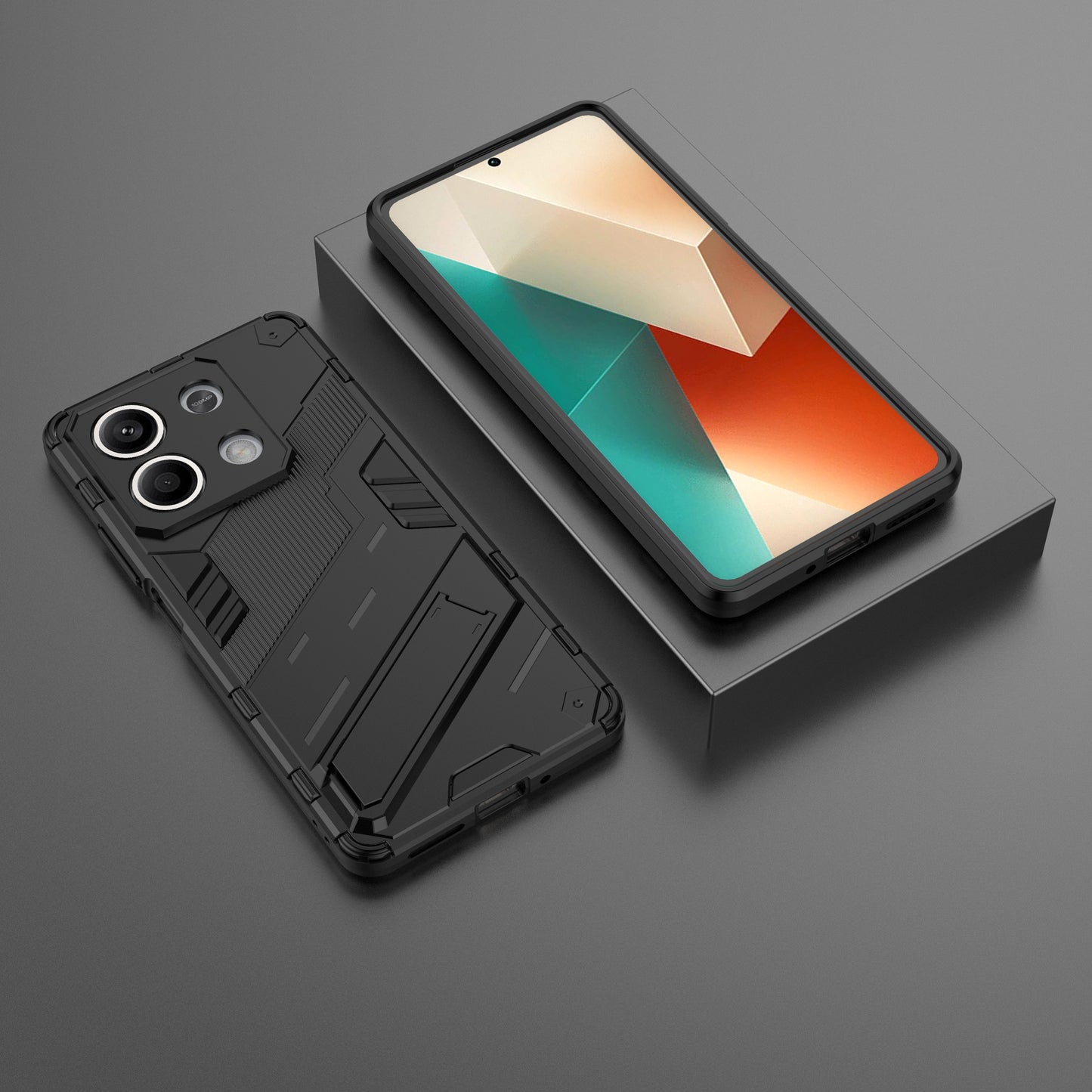 For Xiaomi Redmi Note 13 5G / Note 13 5G (China) Case Kickstand Protective Phone Cover - Black
