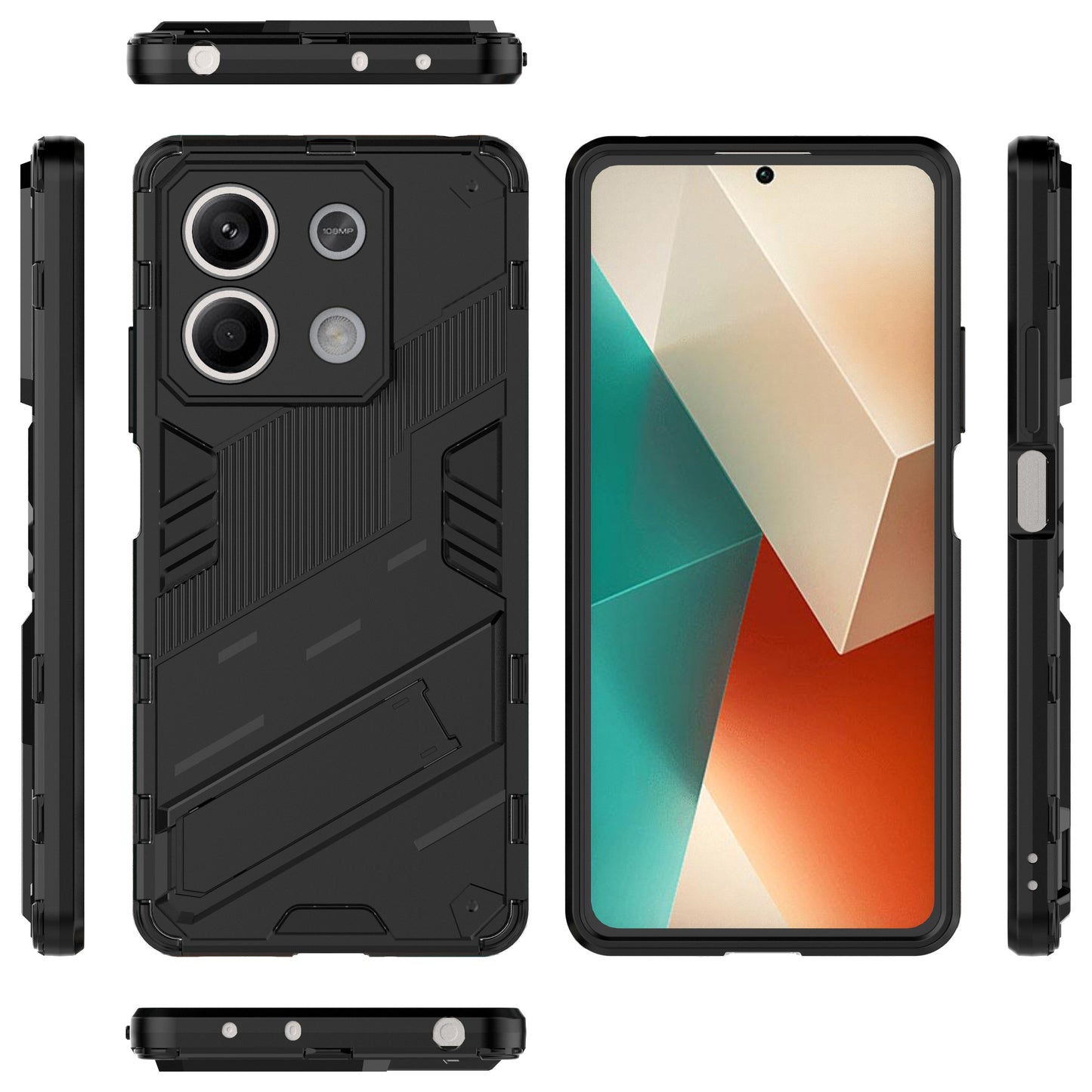 For Xiaomi Redmi Note 13 5G / Note 13 5G (China) Case Kickstand Protective Phone Cover - Black