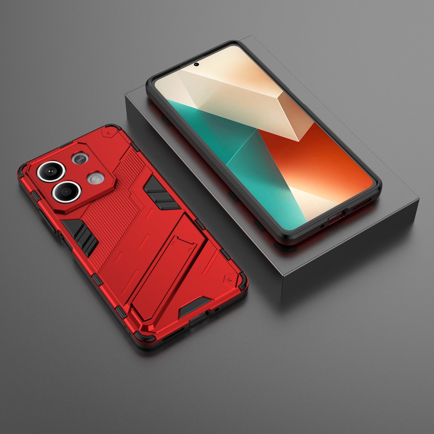 For Xiaomi Redmi Note 13 5G / Note 13 5G (China) Case Kickstand Protective Phone Cover - Red