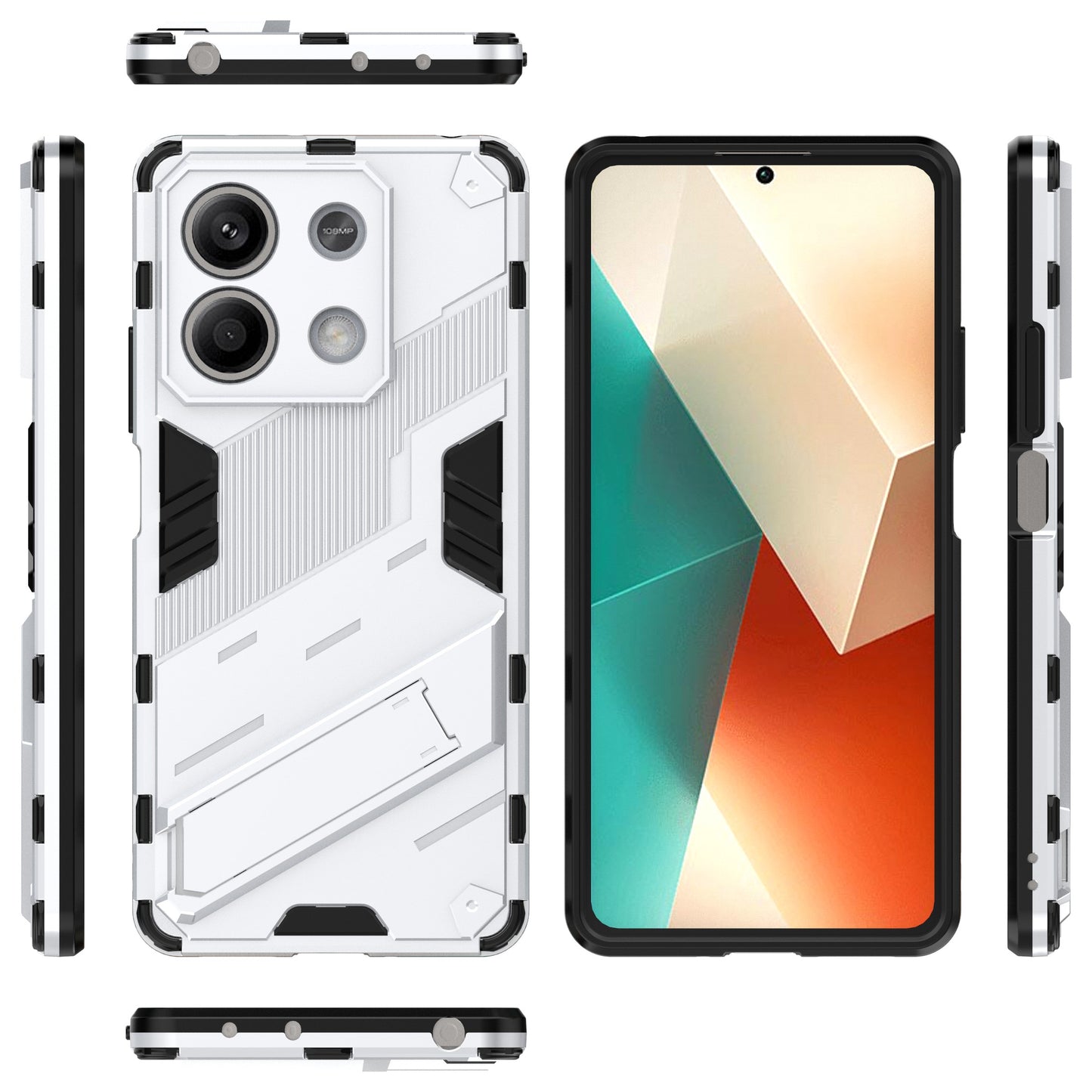 For Xiaomi Redmi Note 13 5G / Note 13 5G (China) Case Kickstand Protective Phone Cover - White