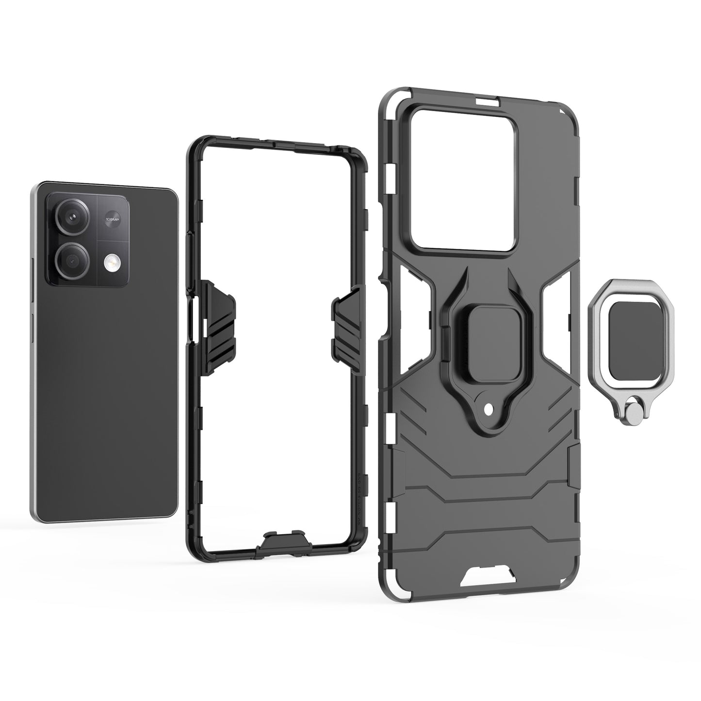 For Xiaomi Redmi Note 13 5G / Note 13 5G (China) Phone Case Anti-drop Cover with Kickstand - Red