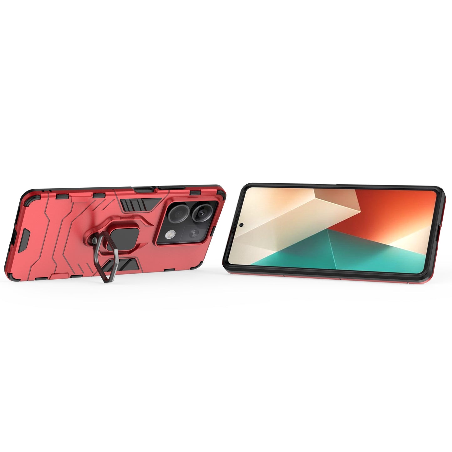 For Xiaomi Redmi Note 13 5G / Note 13 5G (China) Phone Case Anti-drop Cover with Kickstand - Red