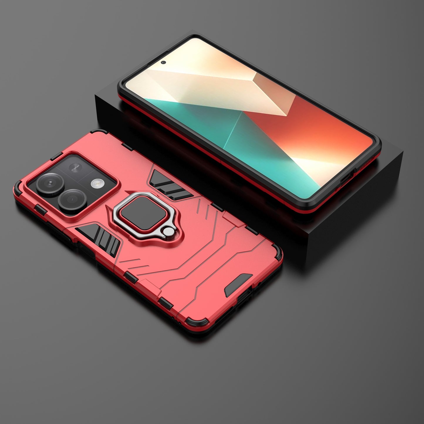 For Xiaomi Redmi Note 13 5G / Note 13 5G (China) Phone Case Anti-drop Cover with Kickstand - Red