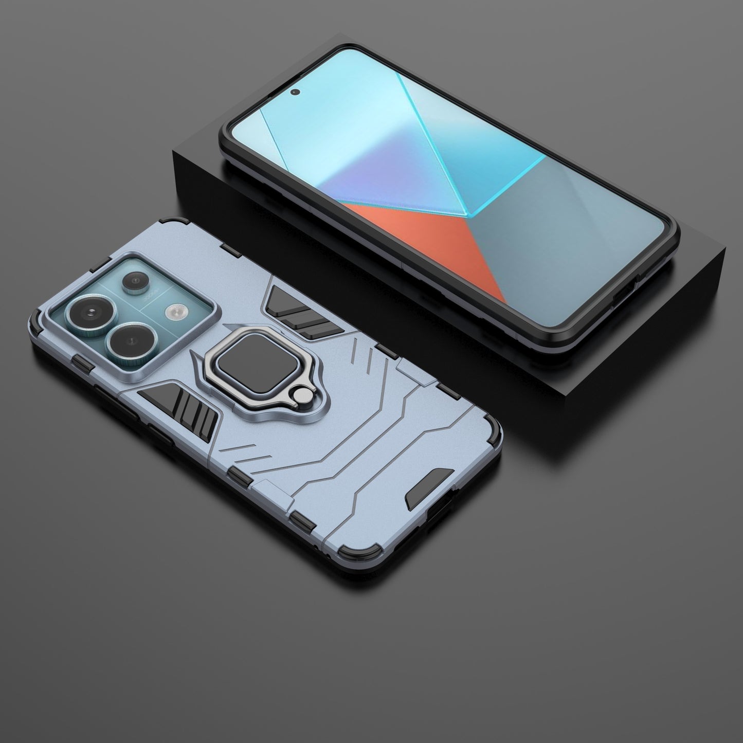 For Xiaomi Redmi Note 13 Pro 5G / Poco X6 5G Case Ring Holder Kickstand PC + TPU Cover - Blue
