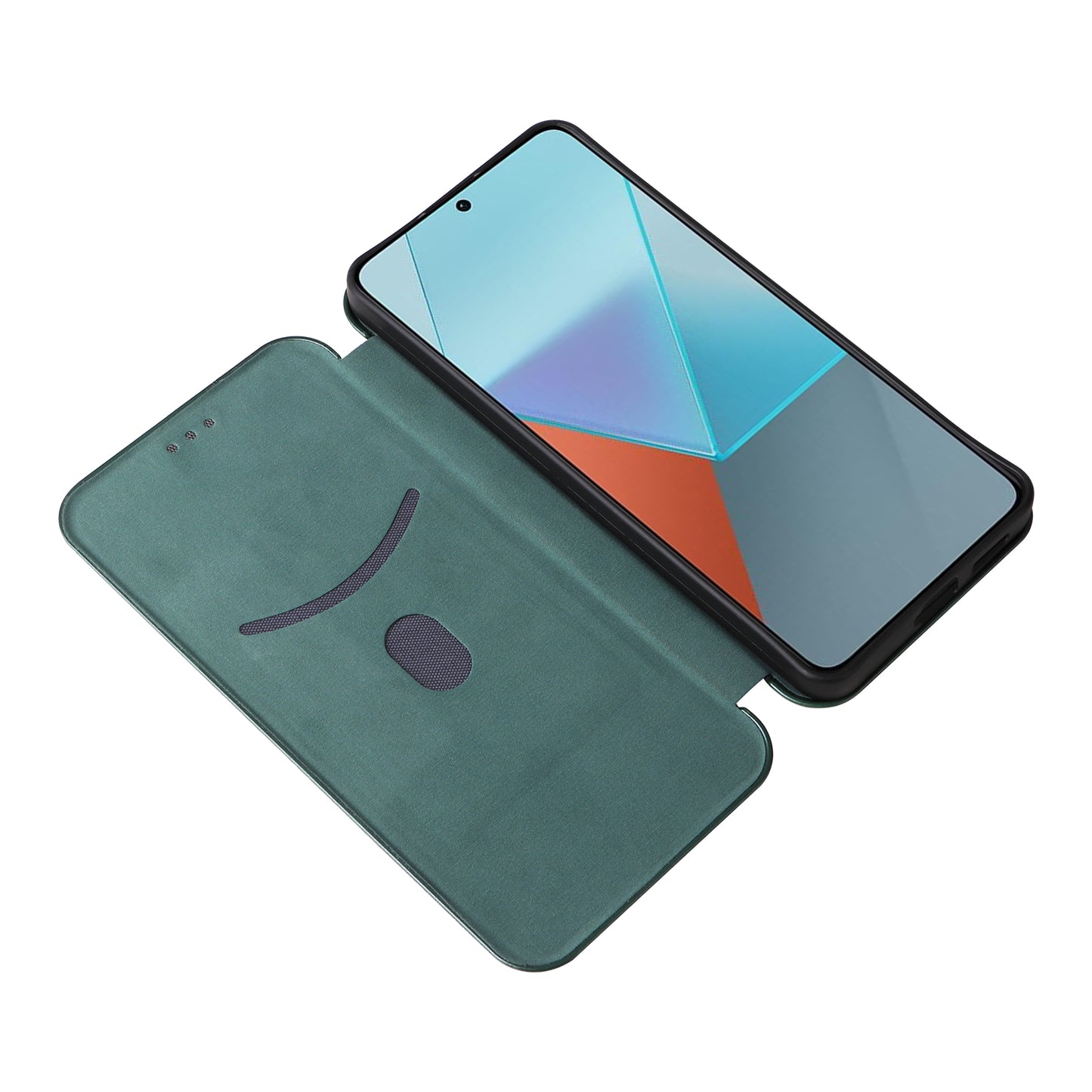 For Xiaomi Redmi Note 13 5G / Note 13 5G (China) Case Carbon Fiber Texture Phone Leather Cover - Green
