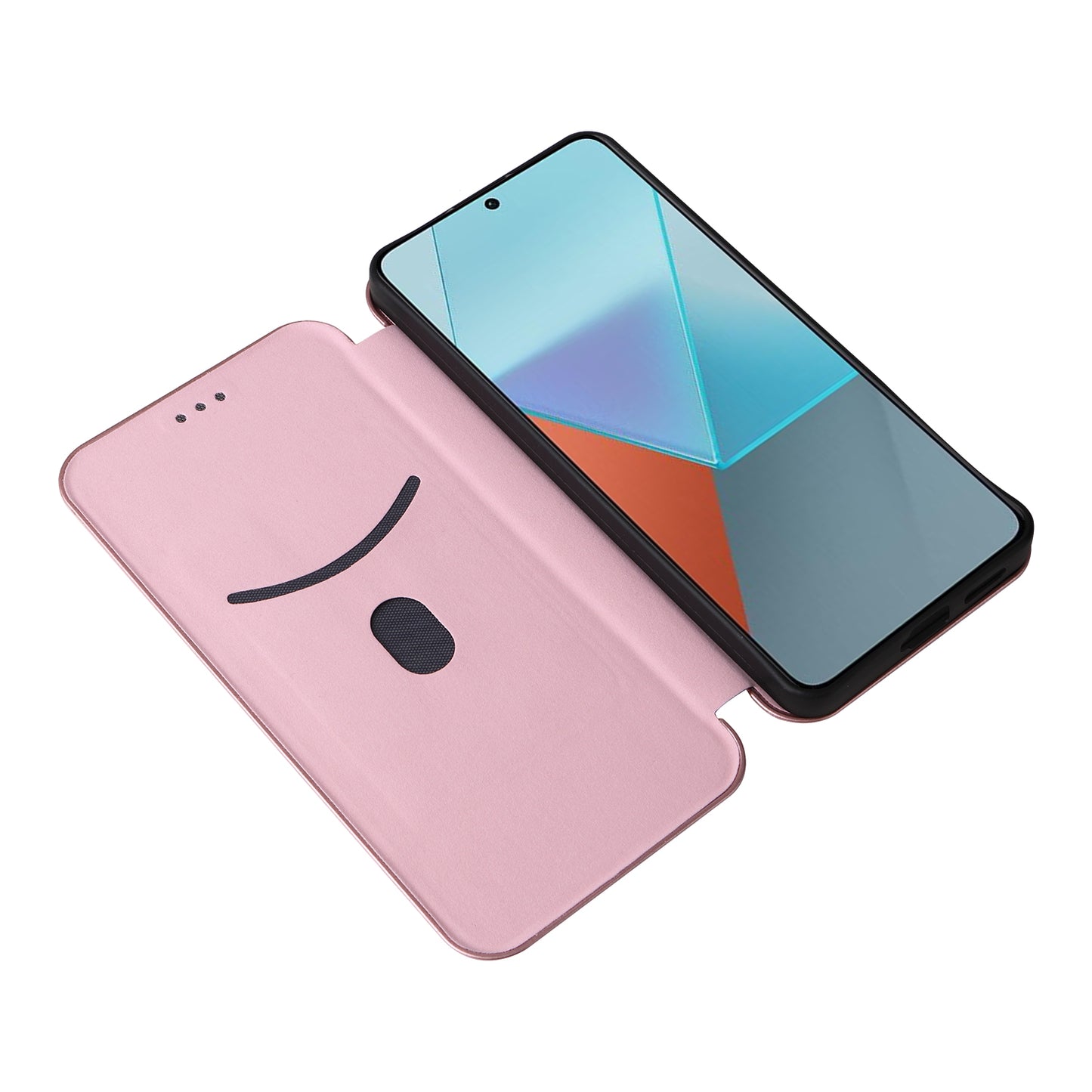 For Xiaomi Redmi Note 13 5G / Note 13 5G (China) Case Carbon Fiber Texture Phone Leather Cover - Rose Gold