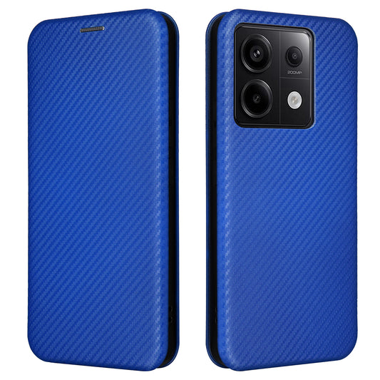 For Xiaomi Redmi Note 13 5G / Note 13 5G (China) Case Carbon Fiber Texture Phone Leather Cover - Blue