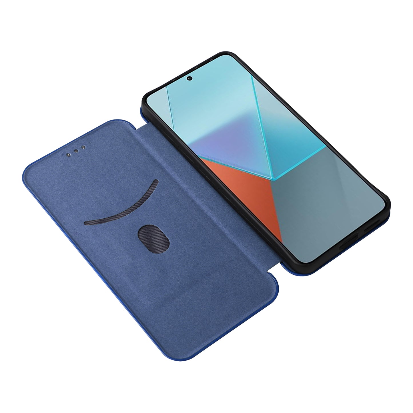 For Xiaomi Redmi Note 13 5G / Note 13 5G (China) Case Carbon Fiber Texture Phone Leather Cover - Blue