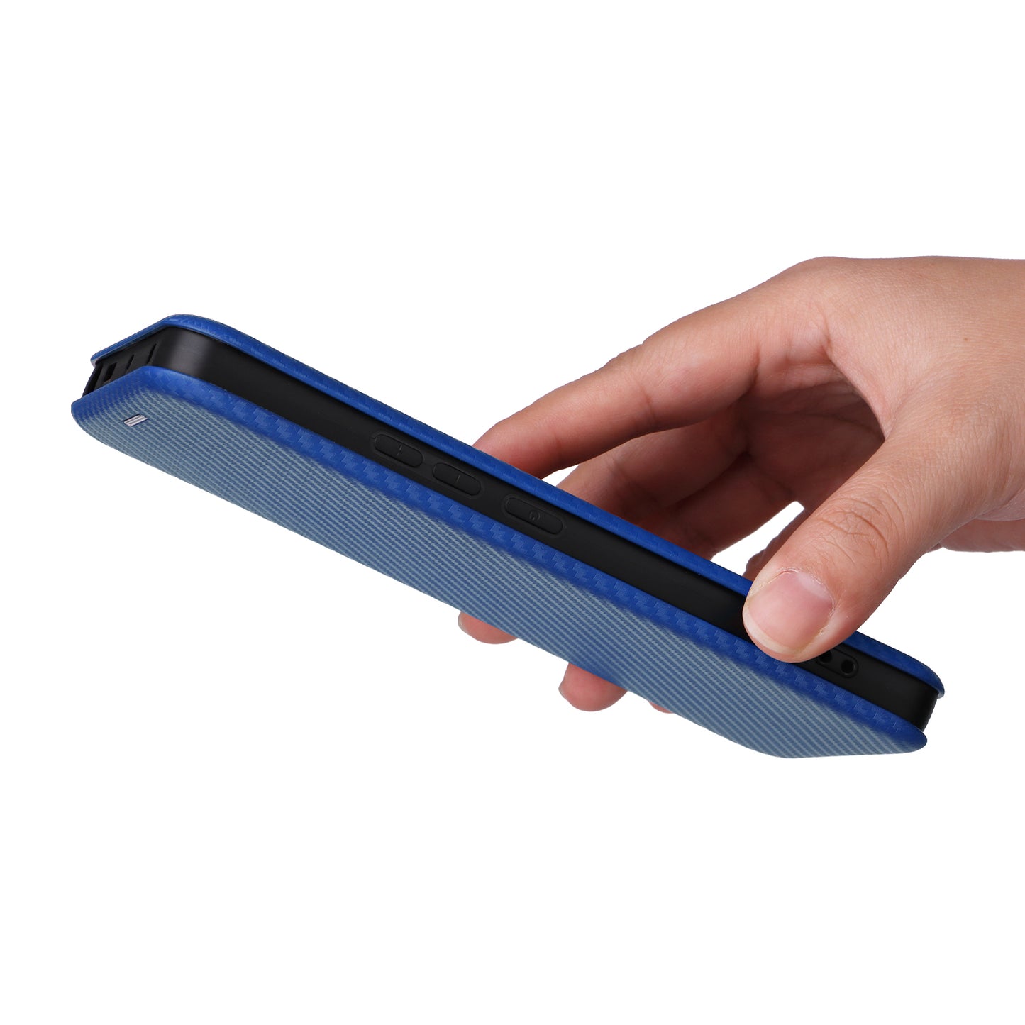 For Xiaomi Redmi Note 13 5G / Note 13 5G (China) Case Carbon Fiber Texture Phone Leather Cover - Blue