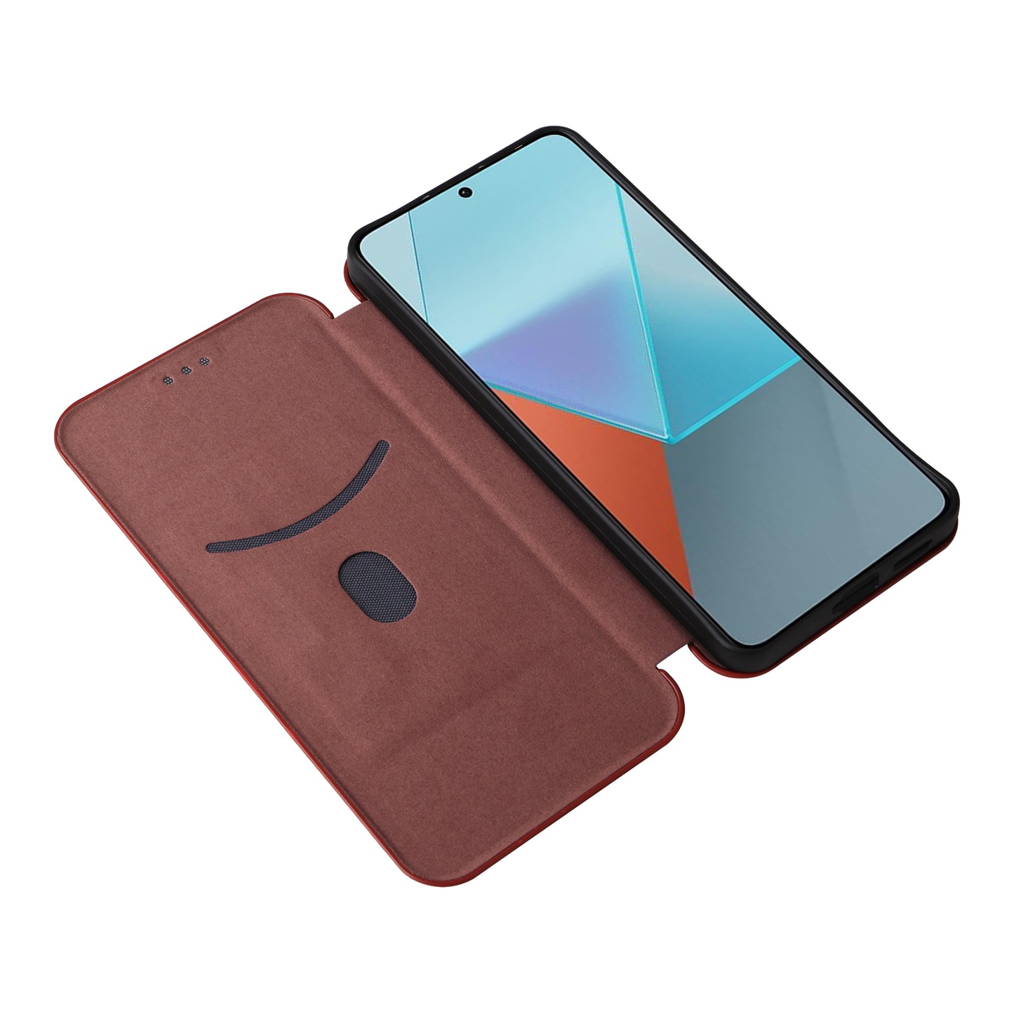 For Xiaomi Redmi Note 13 5G / Note 13 5G (China) Case Carbon Fiber Texture Phone Leather Cover - Brown