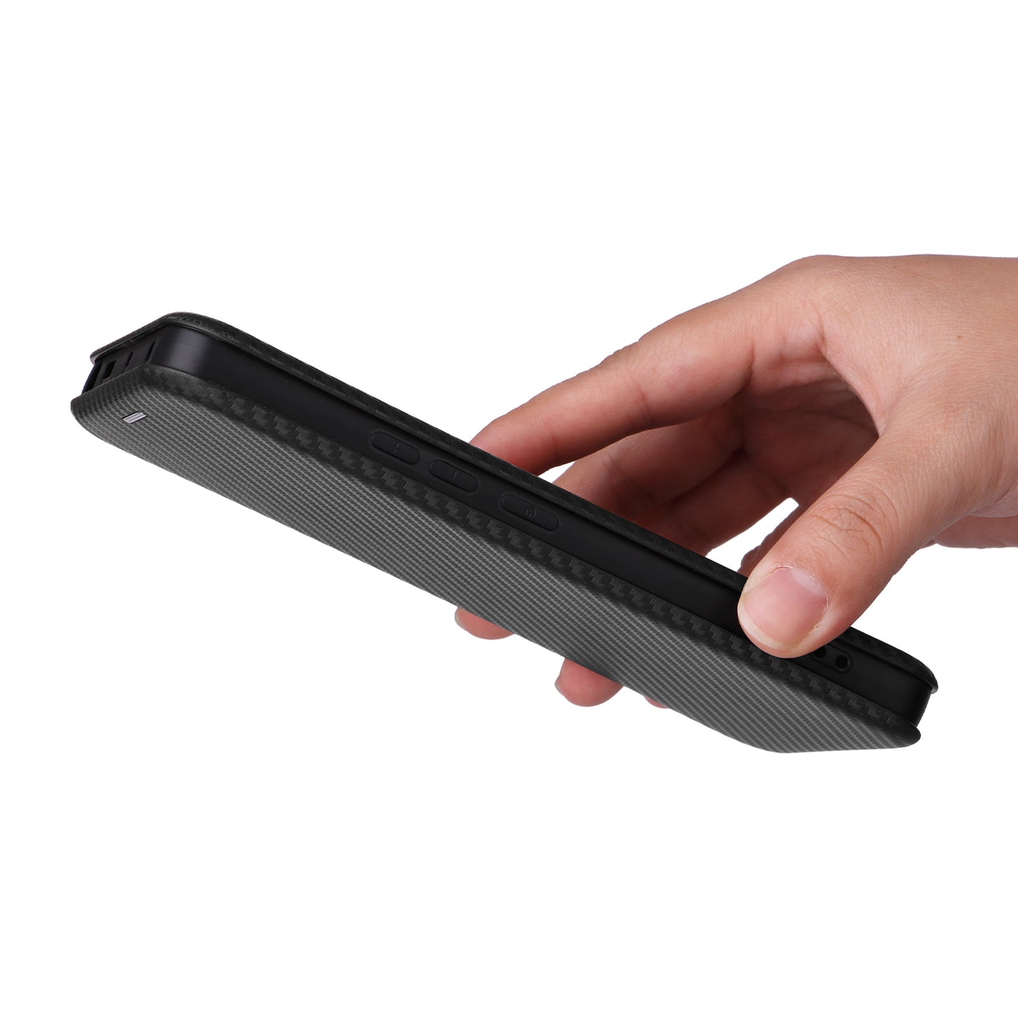 For Xiaomi Redmi Note 13 Pro 5G / Poco X6 5G Leather Case with Card Slots Carbon Fiber Texture - Black