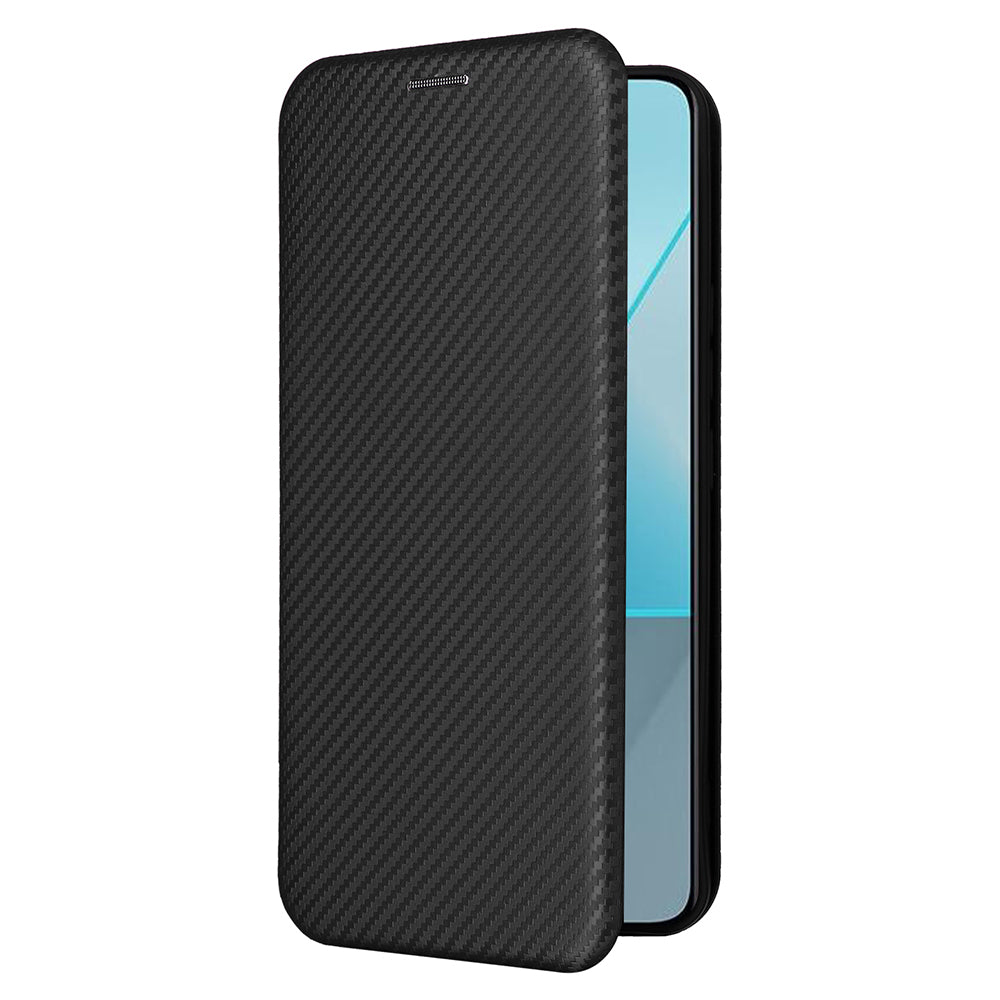 For Xiaomi Redmi Note 13 Pro 5G / Poco X6 5G Leather Case with Card Slots Carbon Fiber Texture - Black
