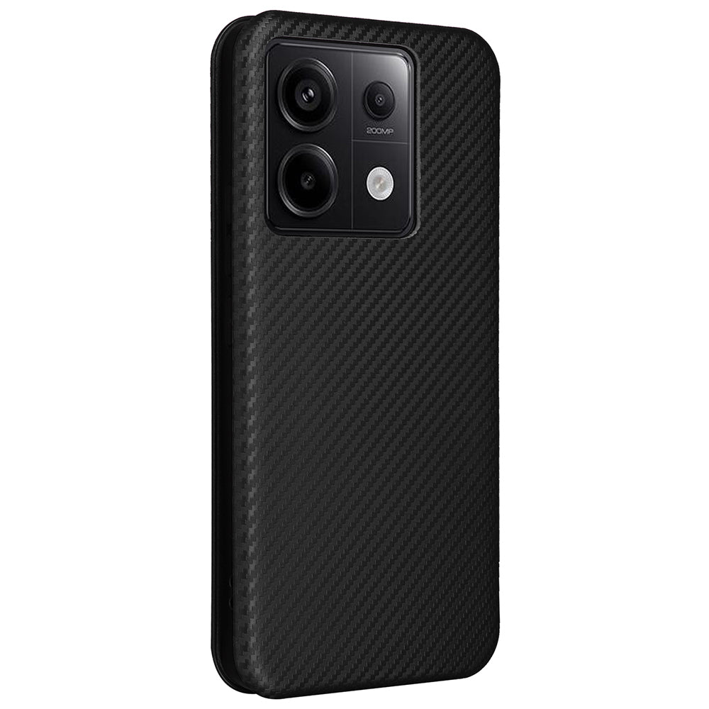 For Xiaomi Redmi Note 13 Pro 5G / Poco X6 5G Leather Case with Card Slots Carbon Fiber Texture - Black