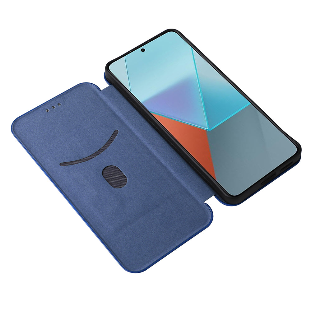 For Xiaomi Redmi Note 13 Pro 5G / Poco X6 5G Leather Case with Card Slots Carbon Fiber Texture - Blue