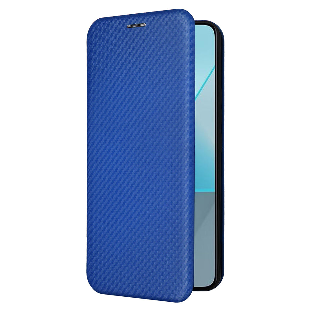For Xiaomi Redmi Note 13 Pro 5G / Poco X6 5G Leather Case with Card Slots Carbon Fiber Texture - Blue