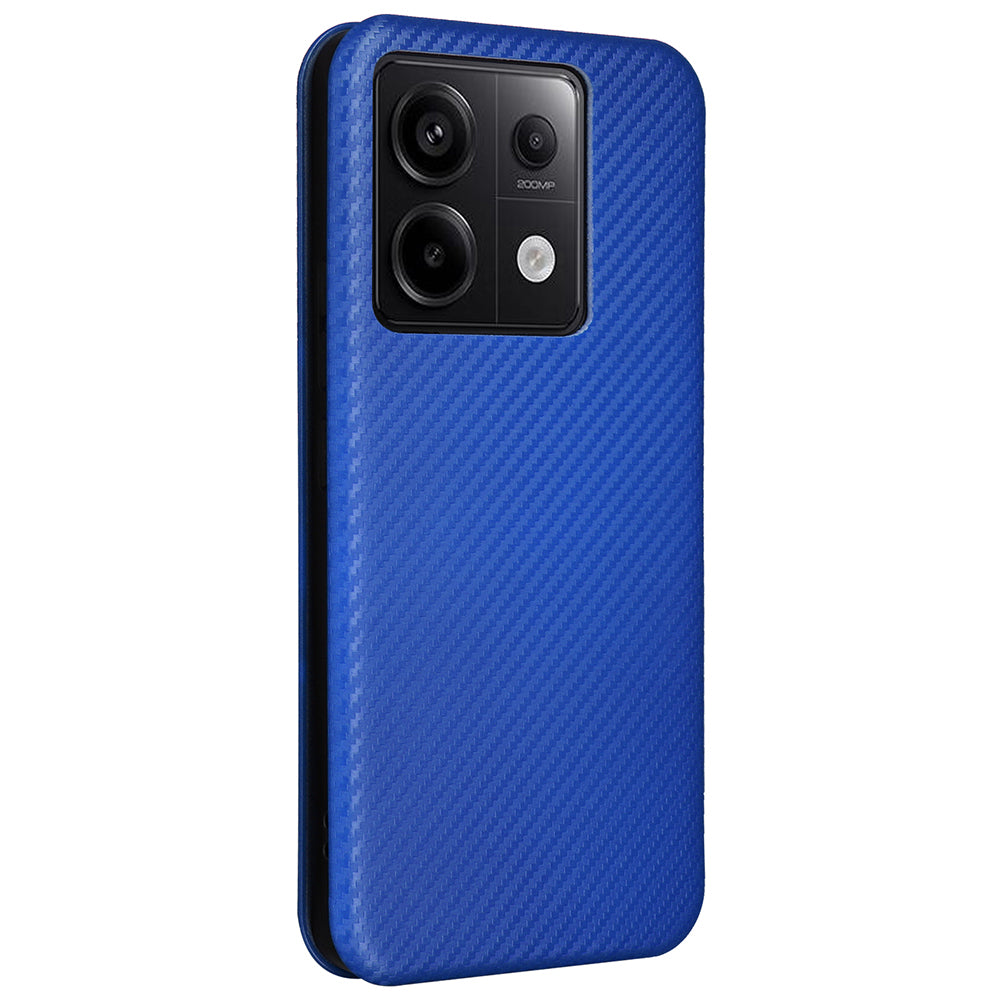 For Xiaomi Redmi Note 13 Pro 5G / Poco X6 5G Leather Case with Card Slots Carbon Fiber Texture - Blue