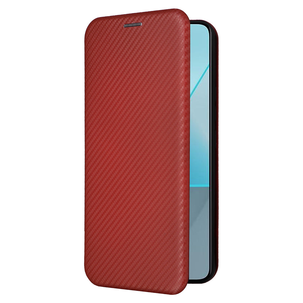 For Xiaomi Redmi Note 13 Pro 5G / Poco X6 5G Leather Case with Card Slots Carbon Fiber Texture - Brown