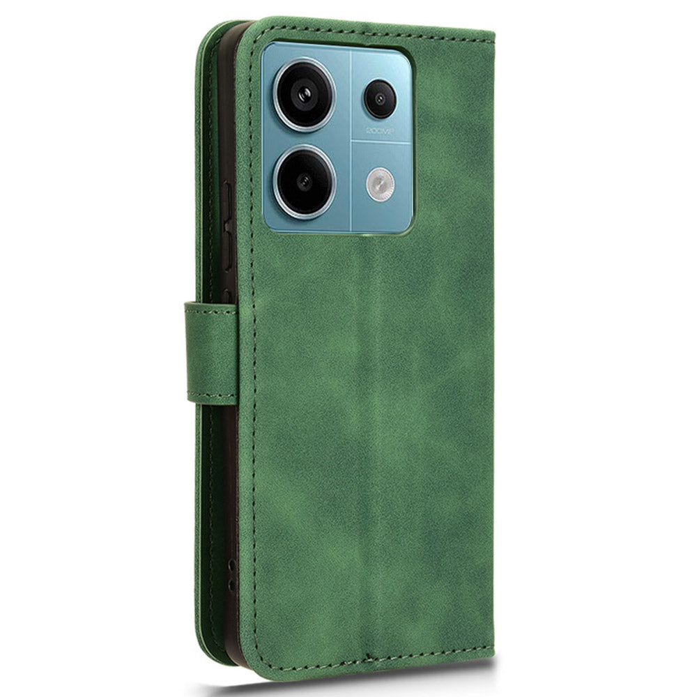 For Xiaomi Redmi Note 13 Pro 5G / Poco X6 5G Wallet Case Skin-touch Texture Leather Phone Cover - Green