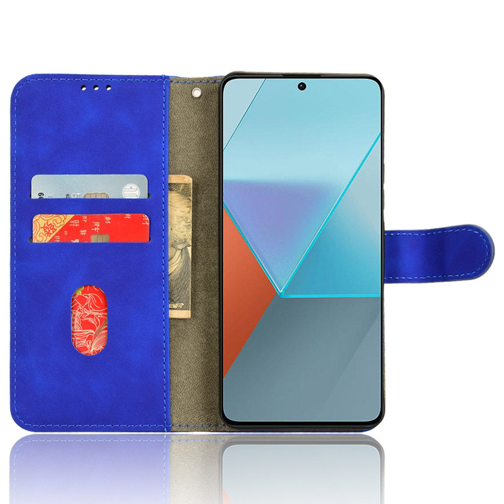 For Xiaomi Redmi Note 13 Pro 5G / Poco X6 5G Wallet Case Skin-touch Texture Leather Phone Cover - Blue