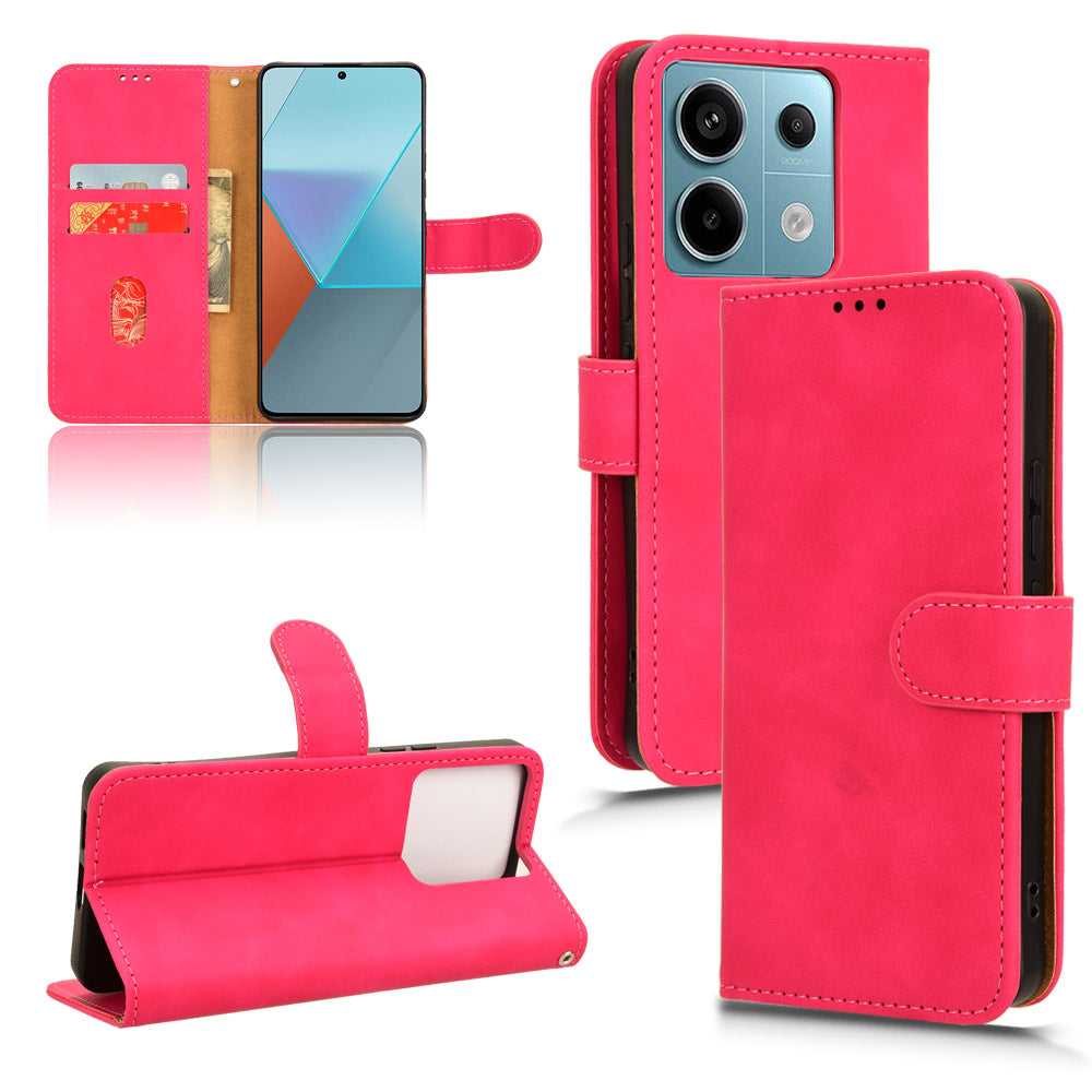 For Xiaomi Redmi Note 13 Pro 5G / Poco X6 5G Wallet Case Skin-touch Texture Leather Phone Cover - Rose