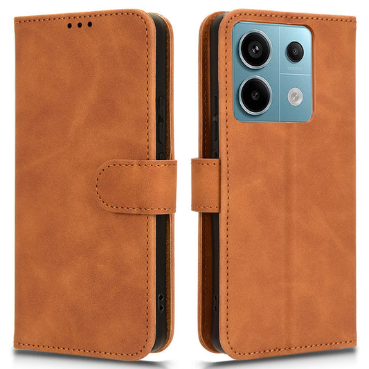 For Xiaomi Redmi Note 13 5G / Note 13 5G (China) Leather Case Wallet Phone Cover - Brown