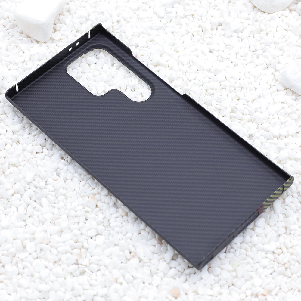 Aramid Fiber Phone Case for Samsung Galaxy S24 Ultra 1500D Texture 3-Color Splicing Phone Shell
