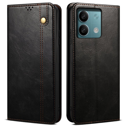 For Xiaomi Redmi Note 13 4G Wallet Phone Case Leather Flip Phone Cover - Black