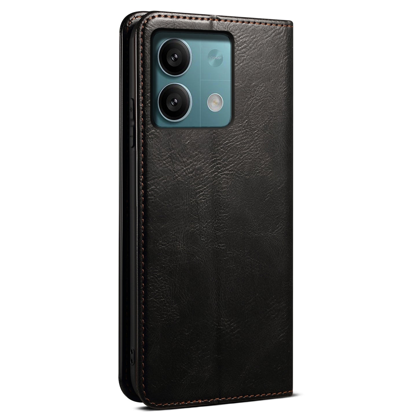 For Xiaomi Redmi Note 13 4G Wallet Phone Case Leather Flip Phone Cover - Black