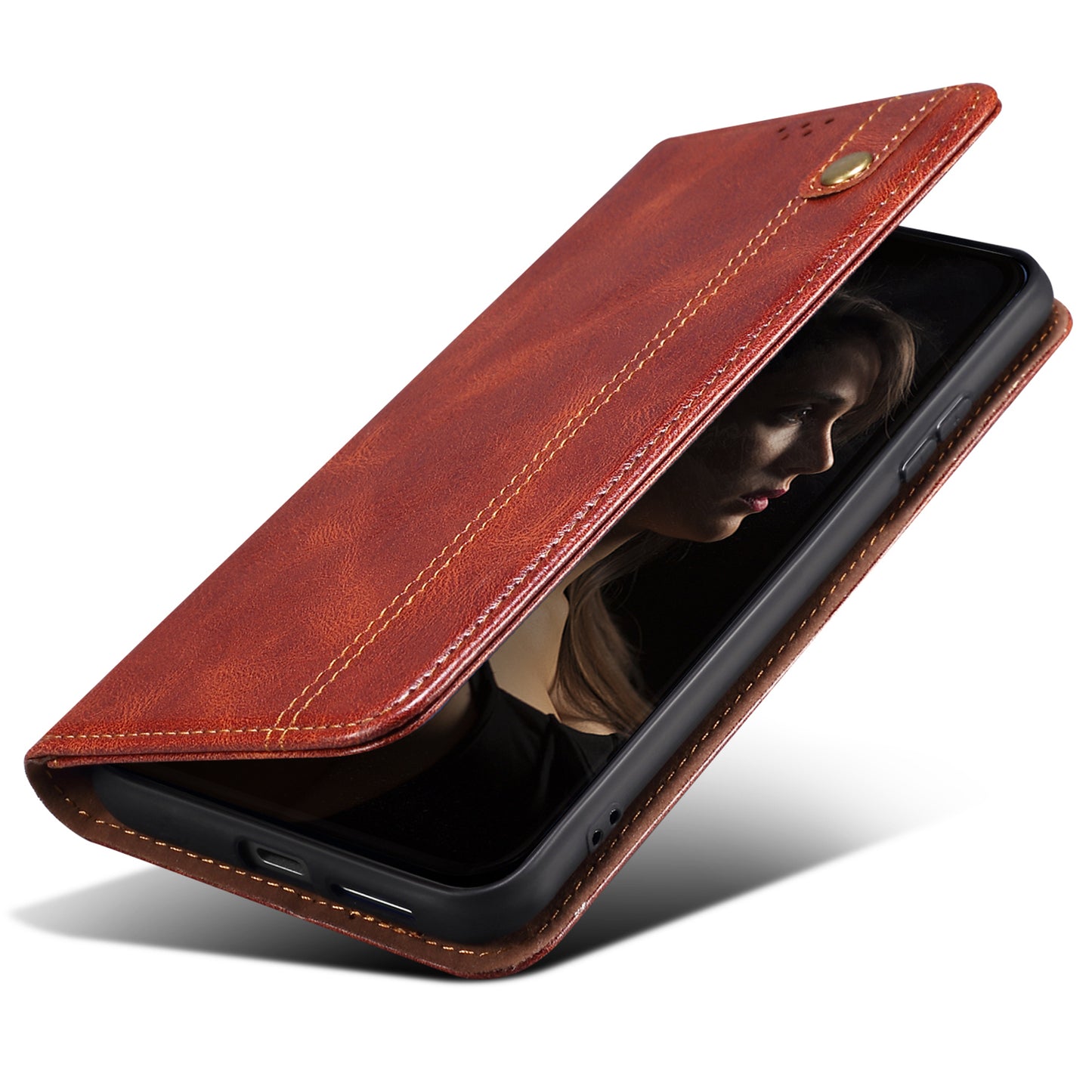 For Xiaomi Redmi Note 13 4G Wallet Phone Case Leather Flip Phone Cover - Brown