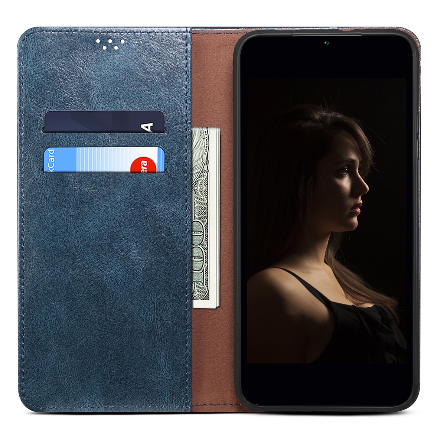 For Xiaomi Redmi Note 13 4G Wallet Phone Case Leather Flip Phone Cover - Blue