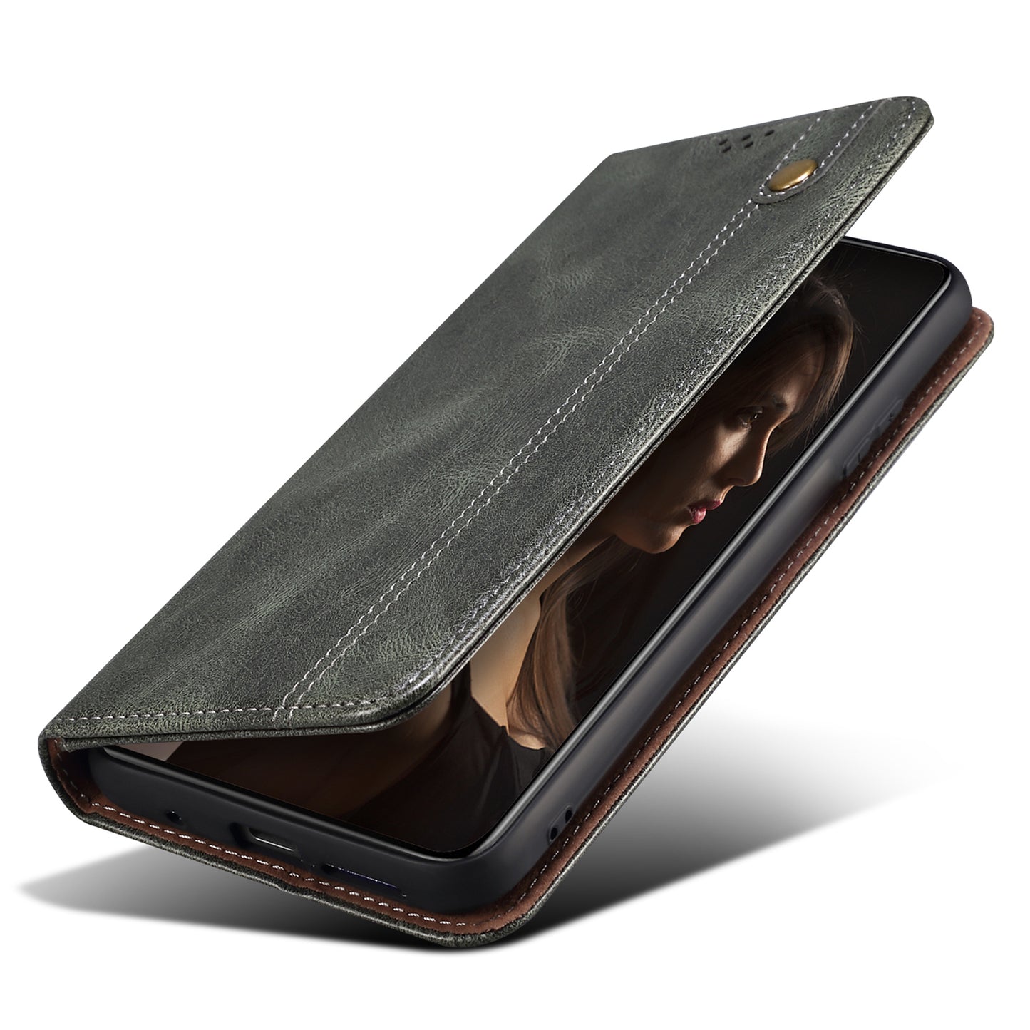 For Xiaomi Redmi Note 13 4G Wallet Phone Case Leather Flip Phone Cover - Green