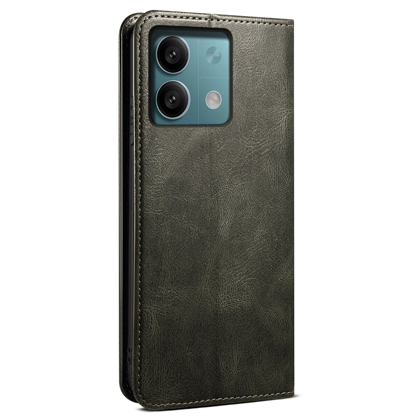 For Xiaomi Redmi Note 13 4G Wallet Phone Case Leather Flip Phone Cover - Green