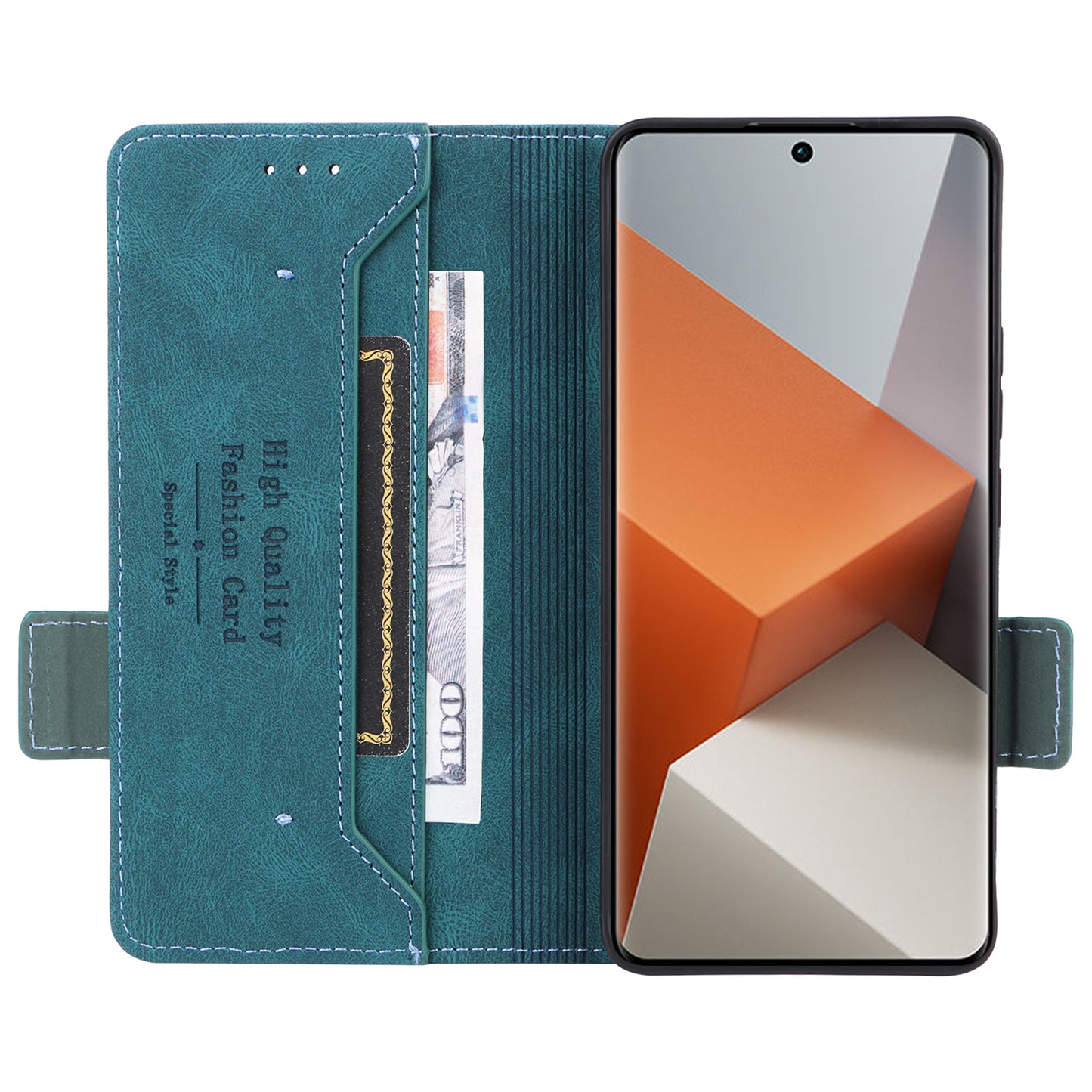 For Xiaomi Redmi Note 13 Pro+ 5G Case Flip Leather Wallet Cover Hardware Decor - Blue