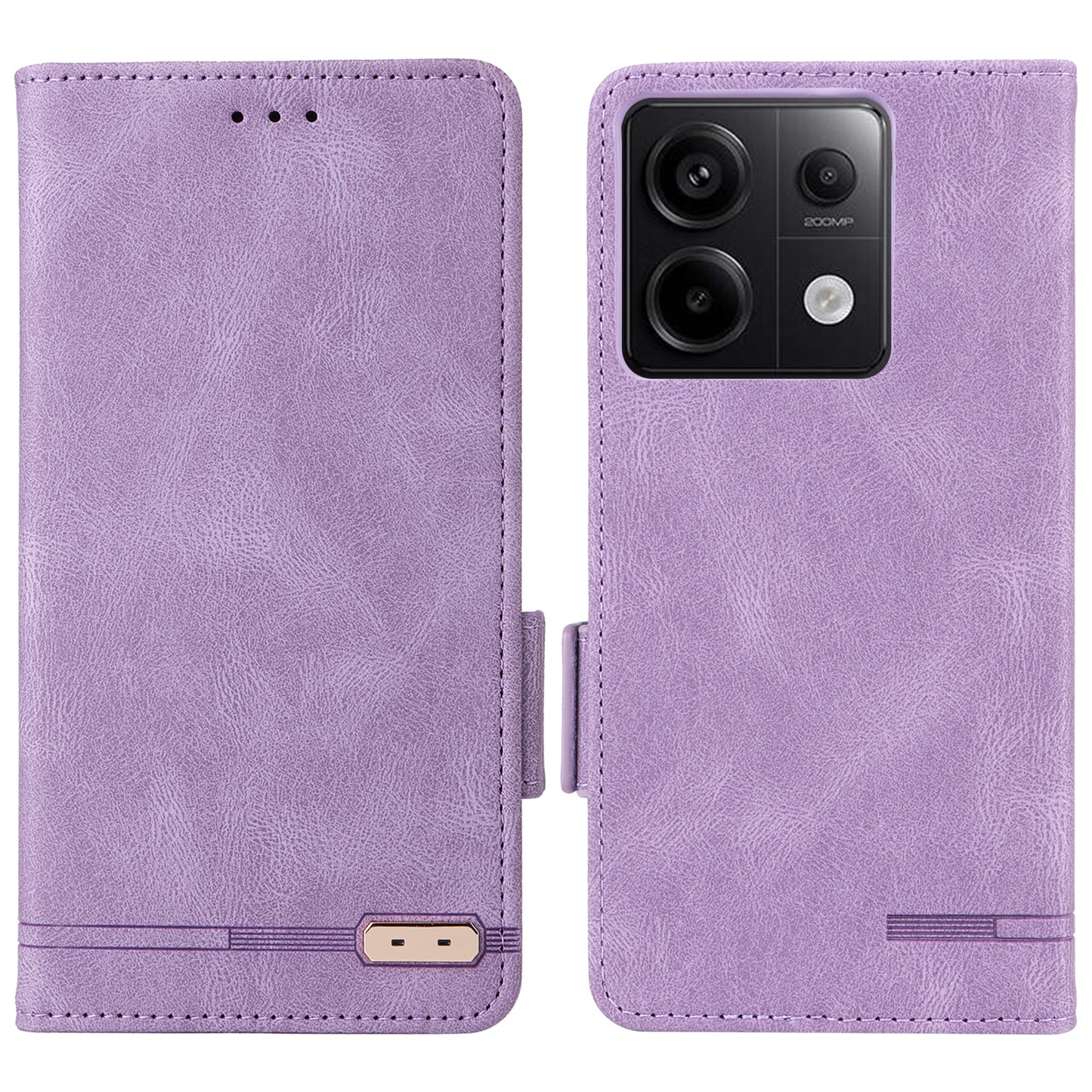 For Xiaomi Redmi Note 13 Pro 5G / Poco X6 5G Wallet Case Hardware Decor Leather Phone Cover - Purple