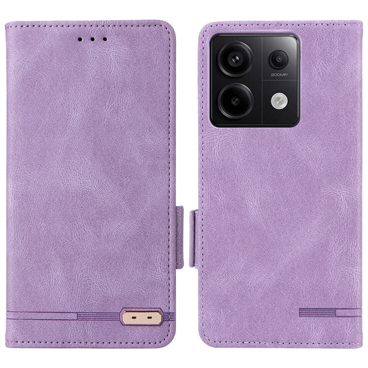 For Xiaomi Redmi Note 13 Pro 5G / Poco X6 5G Wallet Case Hardware Decor Leather Phone Cover - Purple