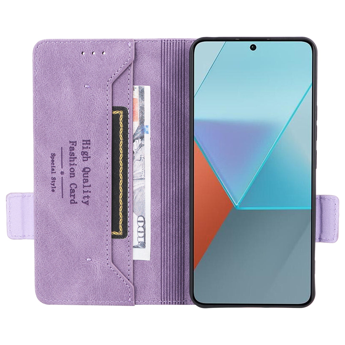 For Xiaomi Redmi Note 13 Pro 5G / Poco X6 5G Wallet Case Hardware Decor Leather Phone Cover - Purple