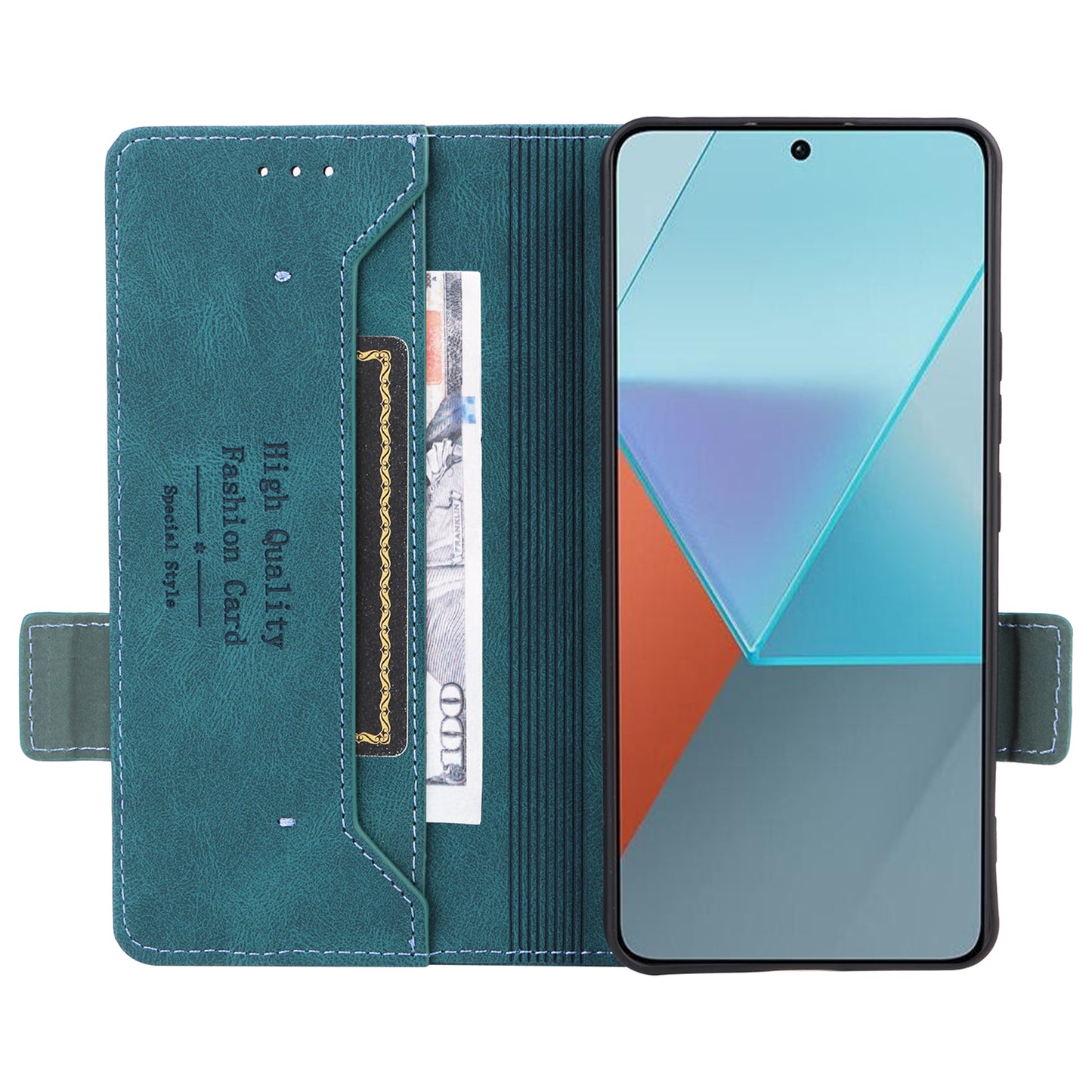 For Xiaomi Redmi Note 13 Pro 5G / Poco X6 5G Wallet Case Hardware Decor Leather Phone Cover - Blue